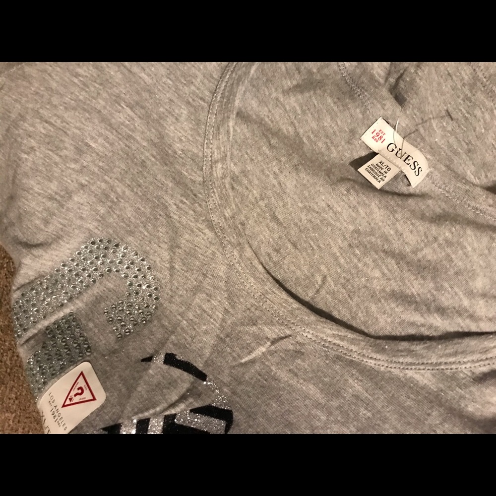 Brand New Bling Grey&Black Guess Tshirt